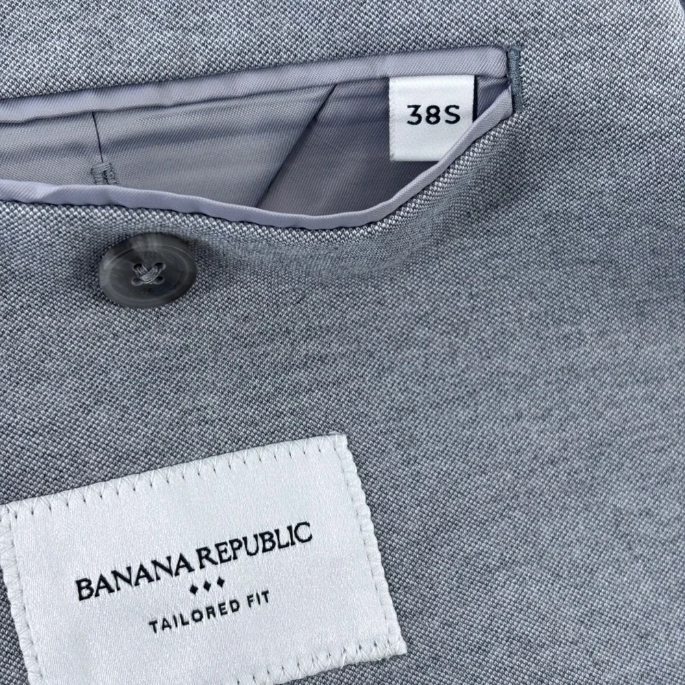 Banana Republic Blazer Mens 38S Grey Tailored Fit Stretch Business Sport Coat